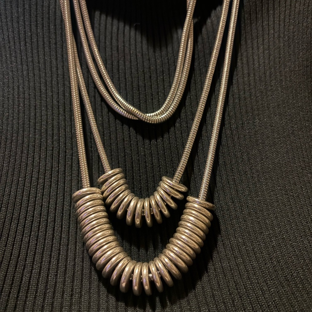 Silver-Tone Layered Disc Necklace - Women